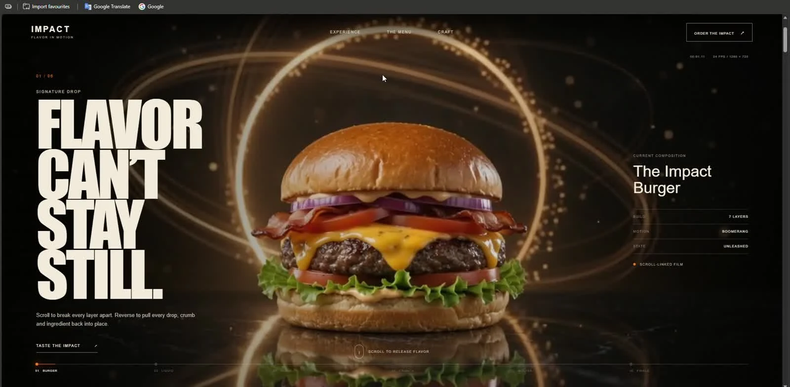 Flavor Can’t Stay Still website concept preview