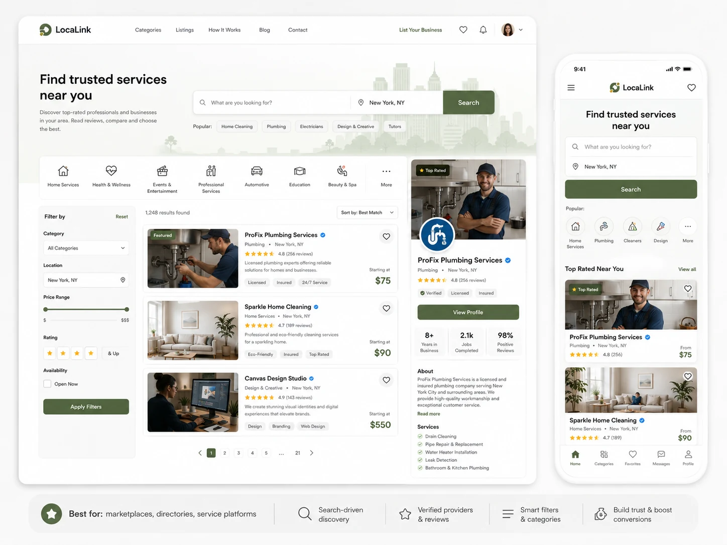 Marketplace & Directory Website website example