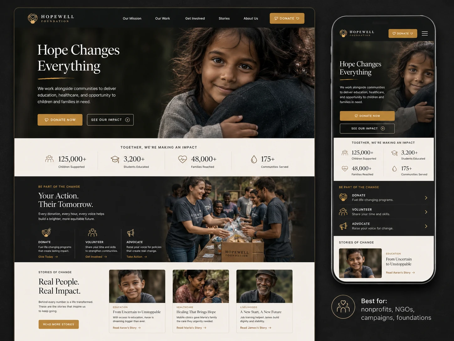 Nonprofit & Campaign Website website example