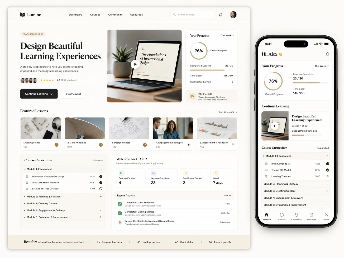 Online Course / Learning Platform website example