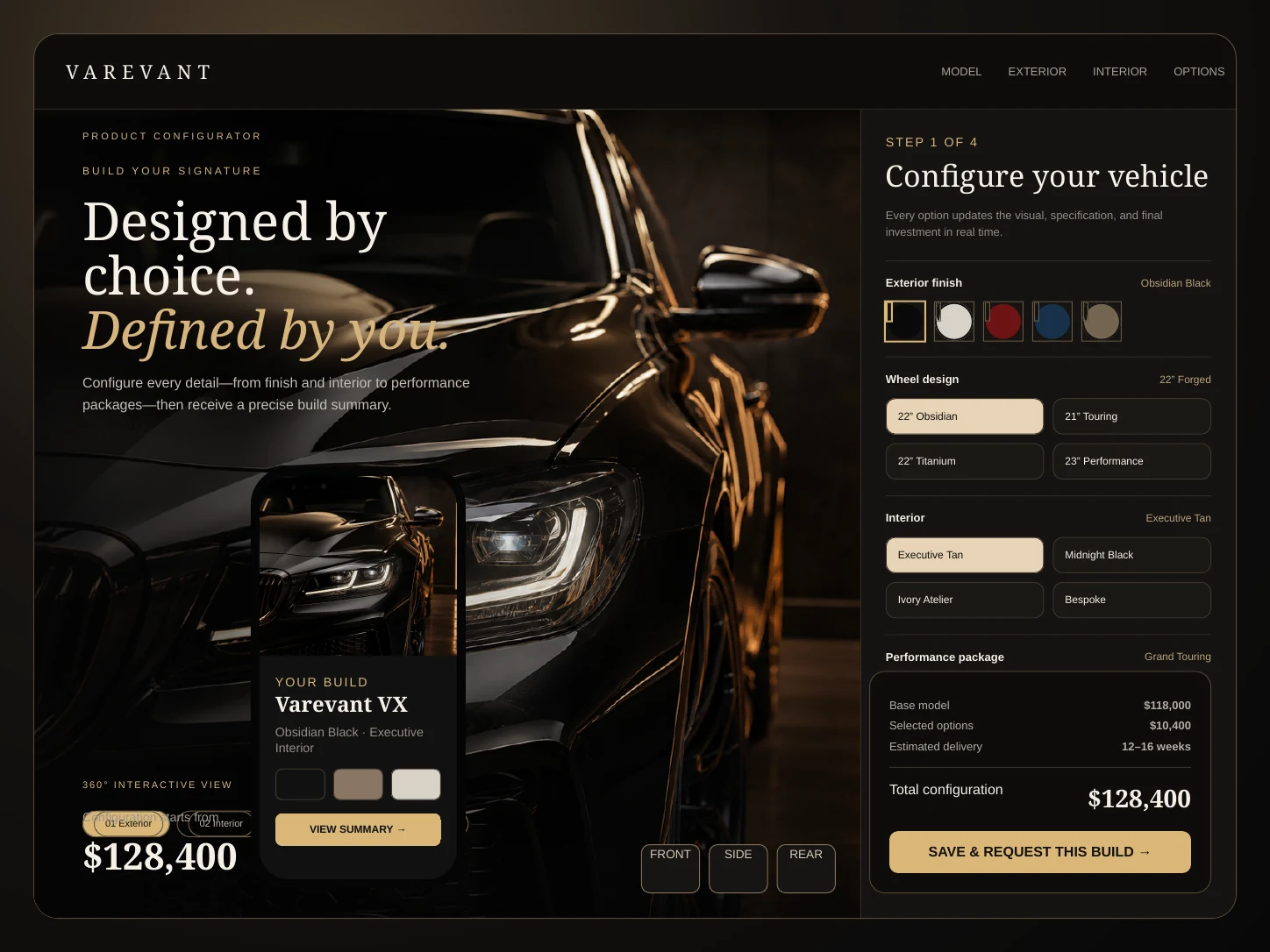 Product Configurator website example